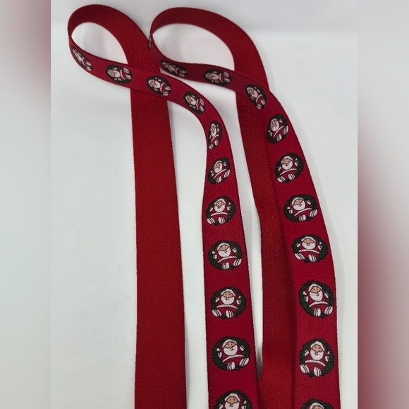 VINTAGE RED SANTA CLAUS CHRISTMAS STRETCH SUSPENDERS ADJUSTABLE UNISEX GERMANY - Picture 11 of 11